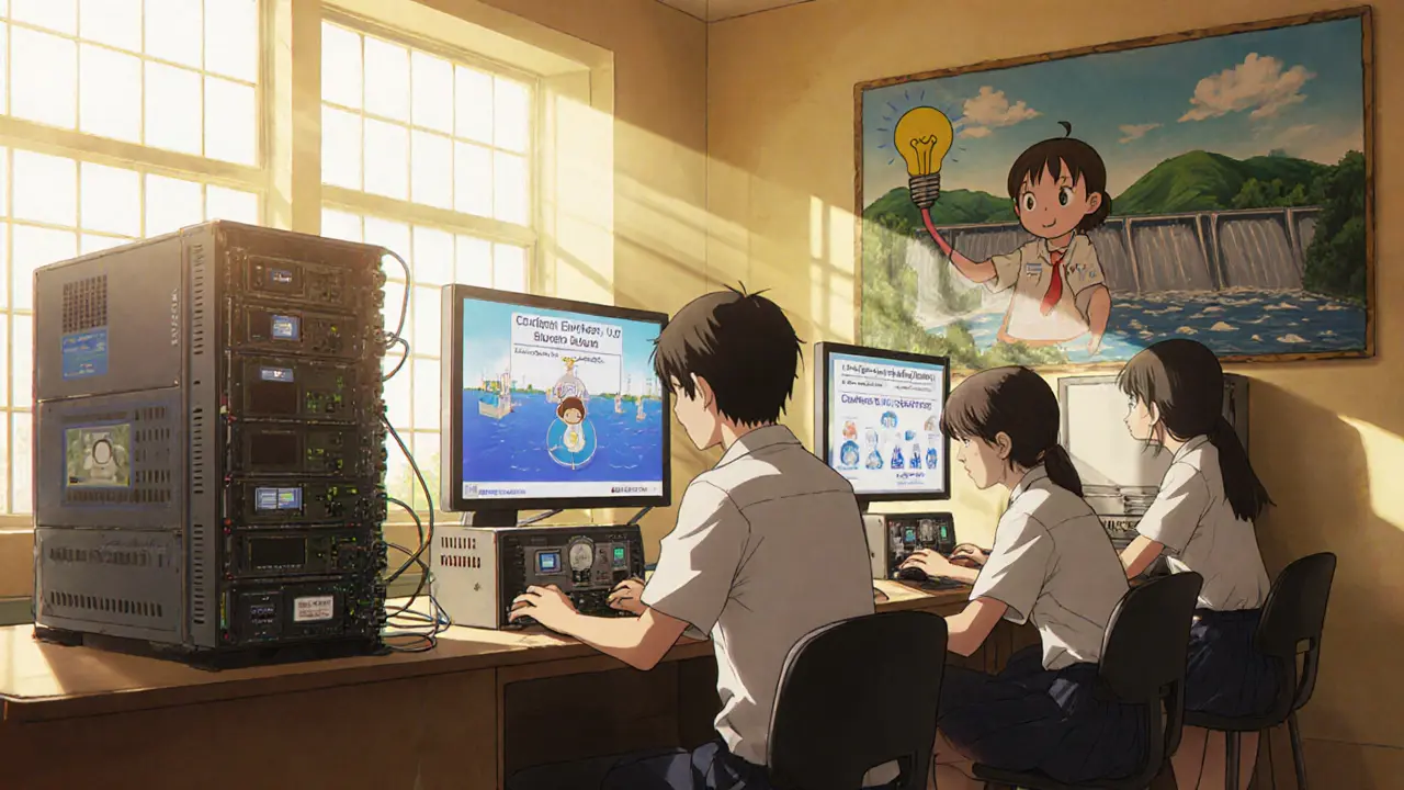 Students in a university lab repurposing seized crypto miners for public digital services.