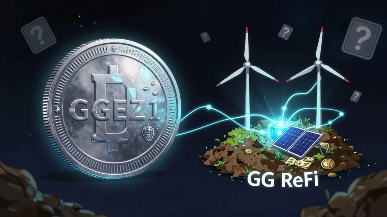 Contrasting tokens: one fixed and rigid, the other morphing into real-world eco-assets on a blockchain core.