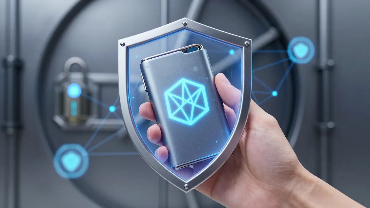 Hardware wallet protected by digital shield and Polygon network nodes