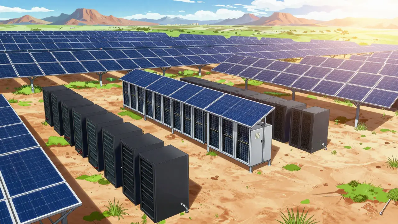 Solar-powered Bitcoin mining facility in Arizona desert