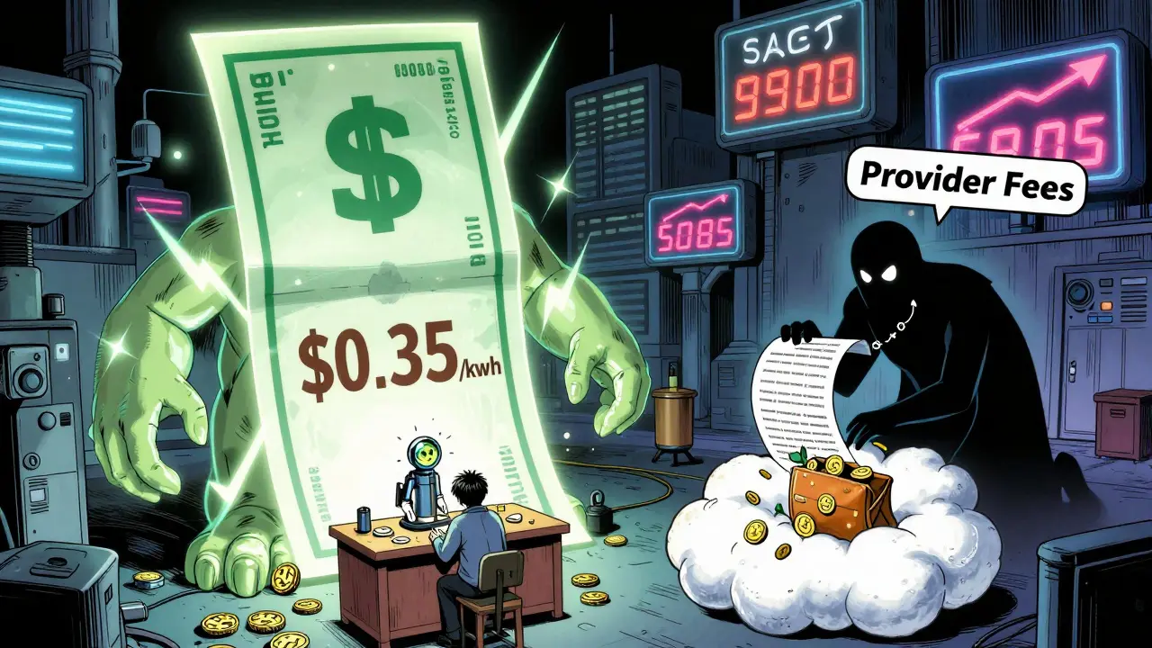 Anime metaphor: electric bill monster and provider fee shadows