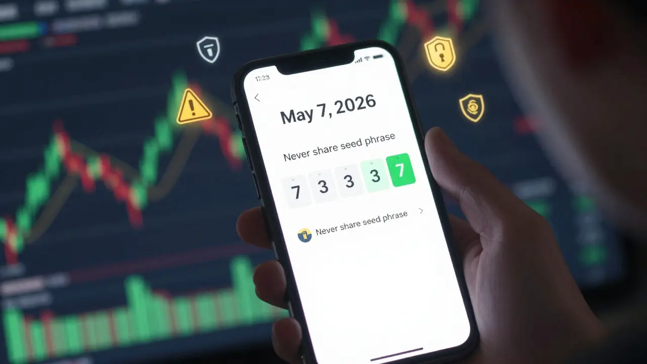 Anime protagonist checking ATA token vesting schedule on phone