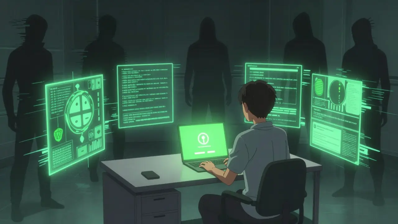 Anime scene showing secure biometric login protecting user from digital threats.