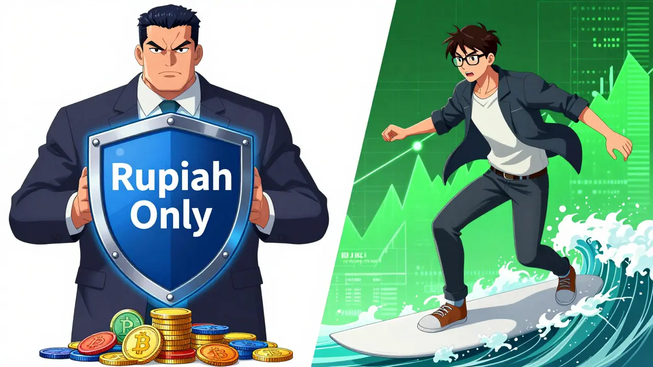Split view of payment ban vs legal trading
