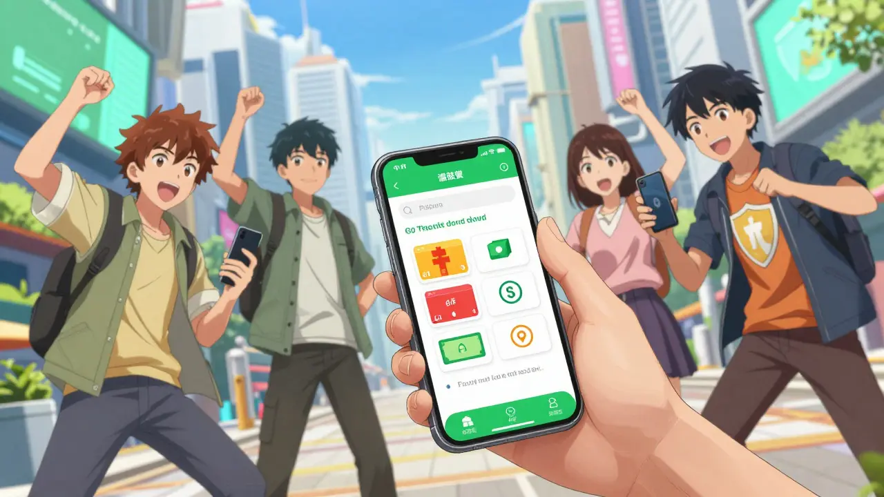 Anime friends sharing referrals and securing crypto earnings safely