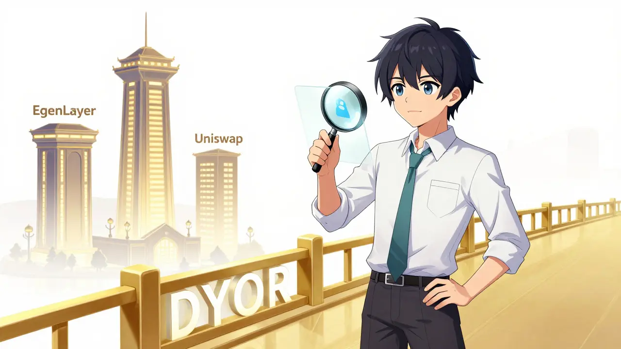 Anime hero verifying safe crypto projects with magnifying glass