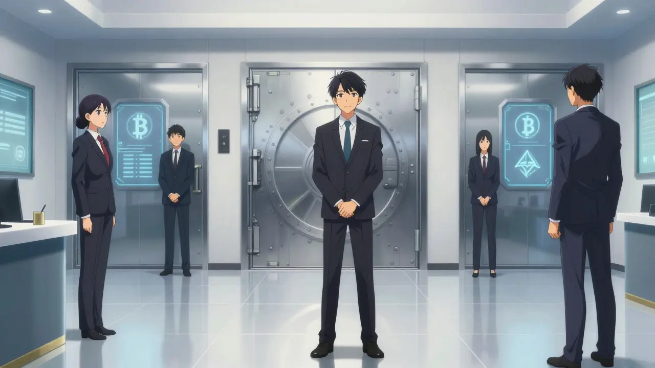 Bank vault storing digital commodities in anime art