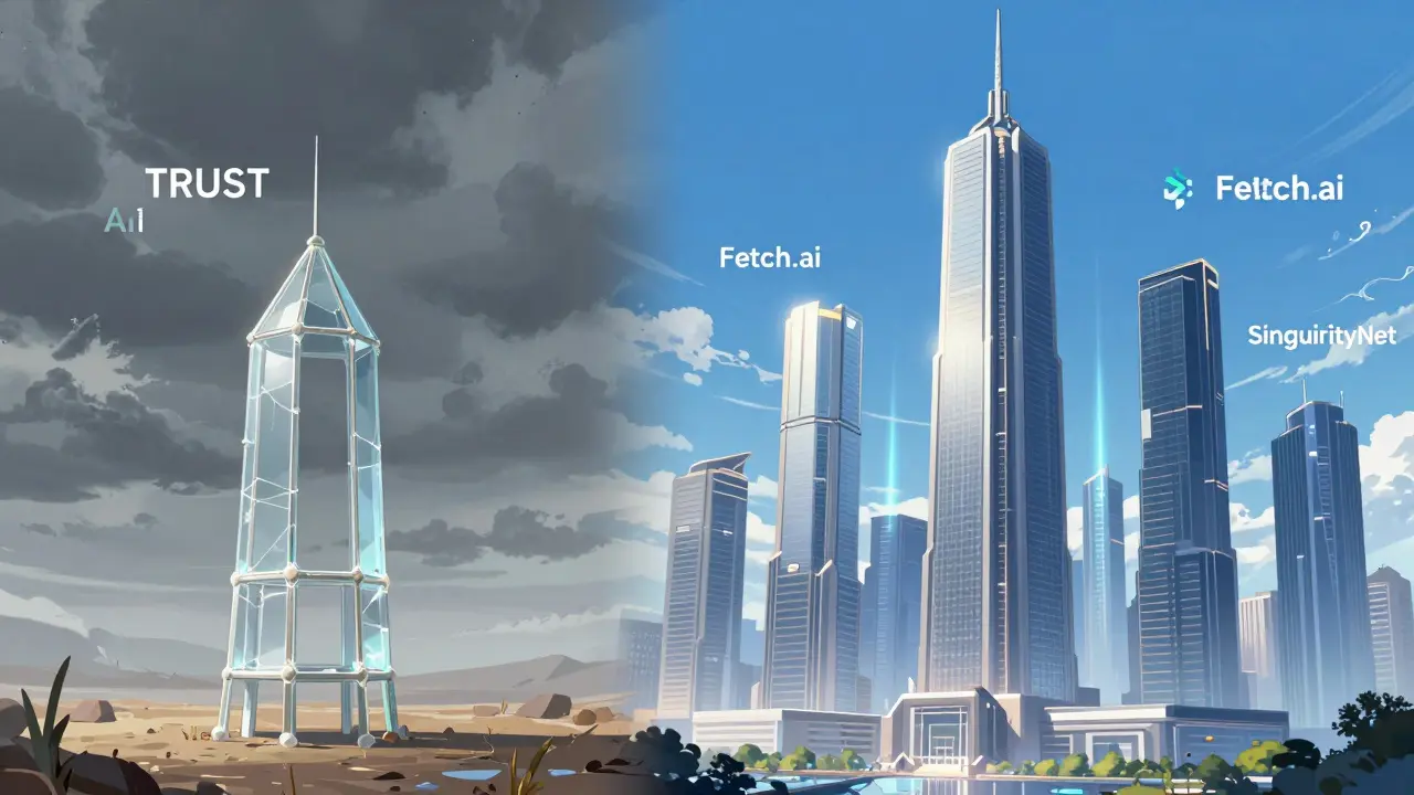 Small fragile TRUST AI structure vs giant stable competitor buildings