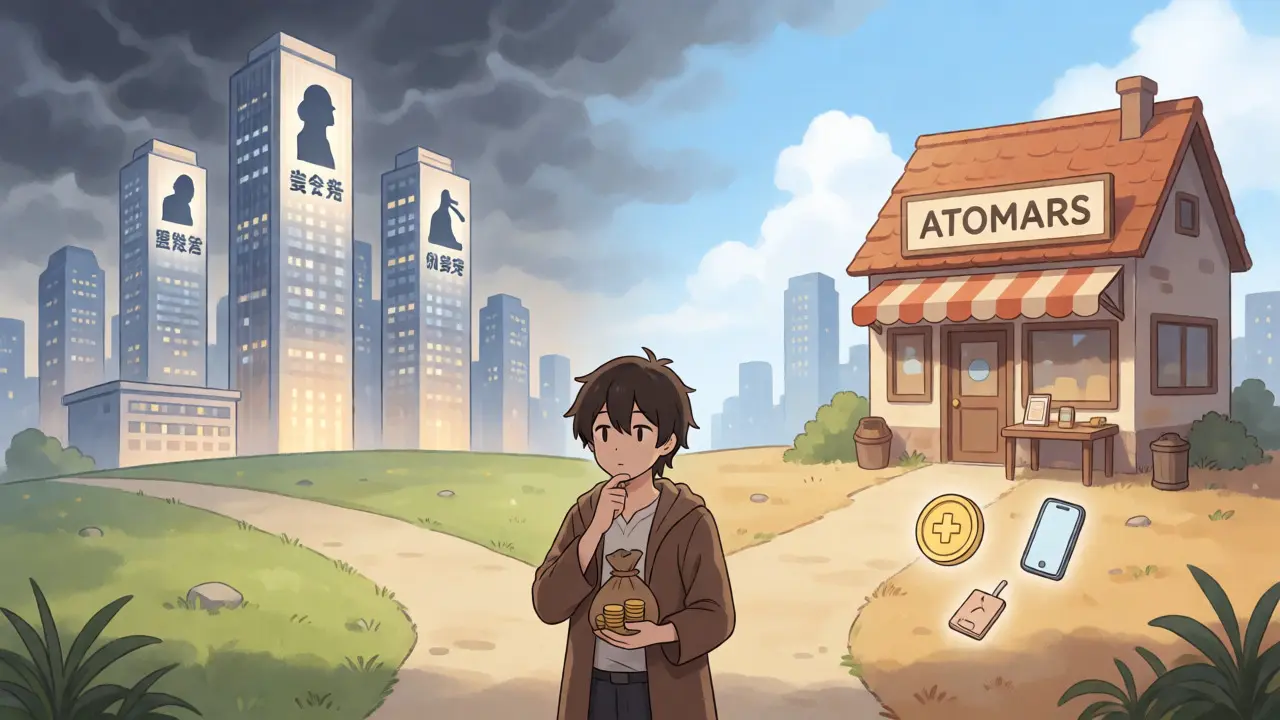 Anime trader choosing between major exchanges and a simpler platform