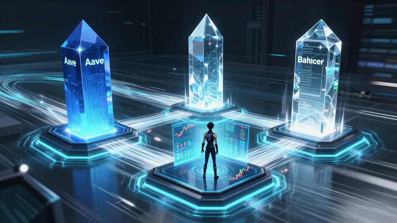 Cyberpunk anime scene depicting high-speed data flow between DeFi platforms