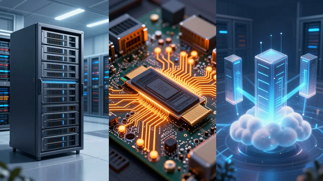 Three anime-style HSM deployment models: network, PCIe, and cloud