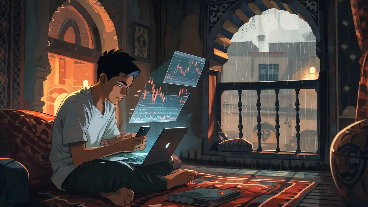 Young Egyptian trader using VPN for crypto amidst restrictions